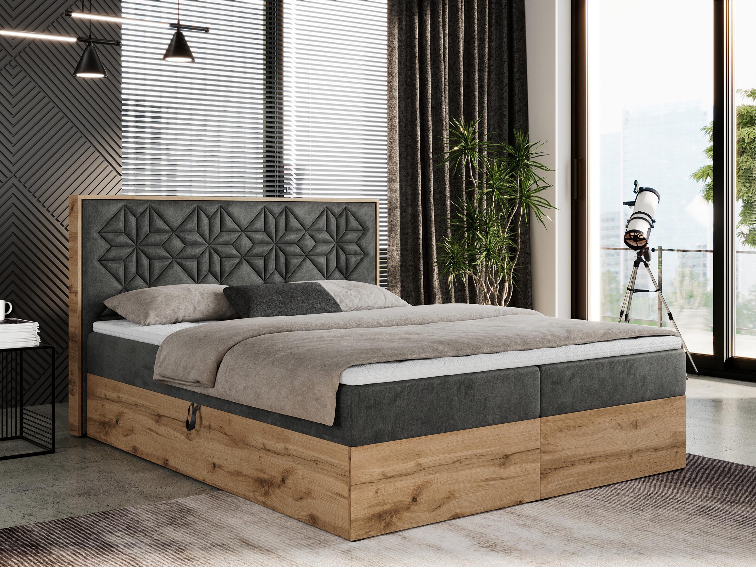 BOXBETT NESSI - 200/200 Dunkelgrau Velvet - H4 Holz MKS Möbel > Betten > Boxspringbetten Grau