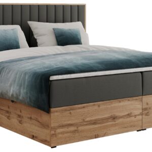 Wohnli Möbelsuche - BOXBETT ALBERO 4 - 200/200 Dunkelgrau Kunstleder - H3