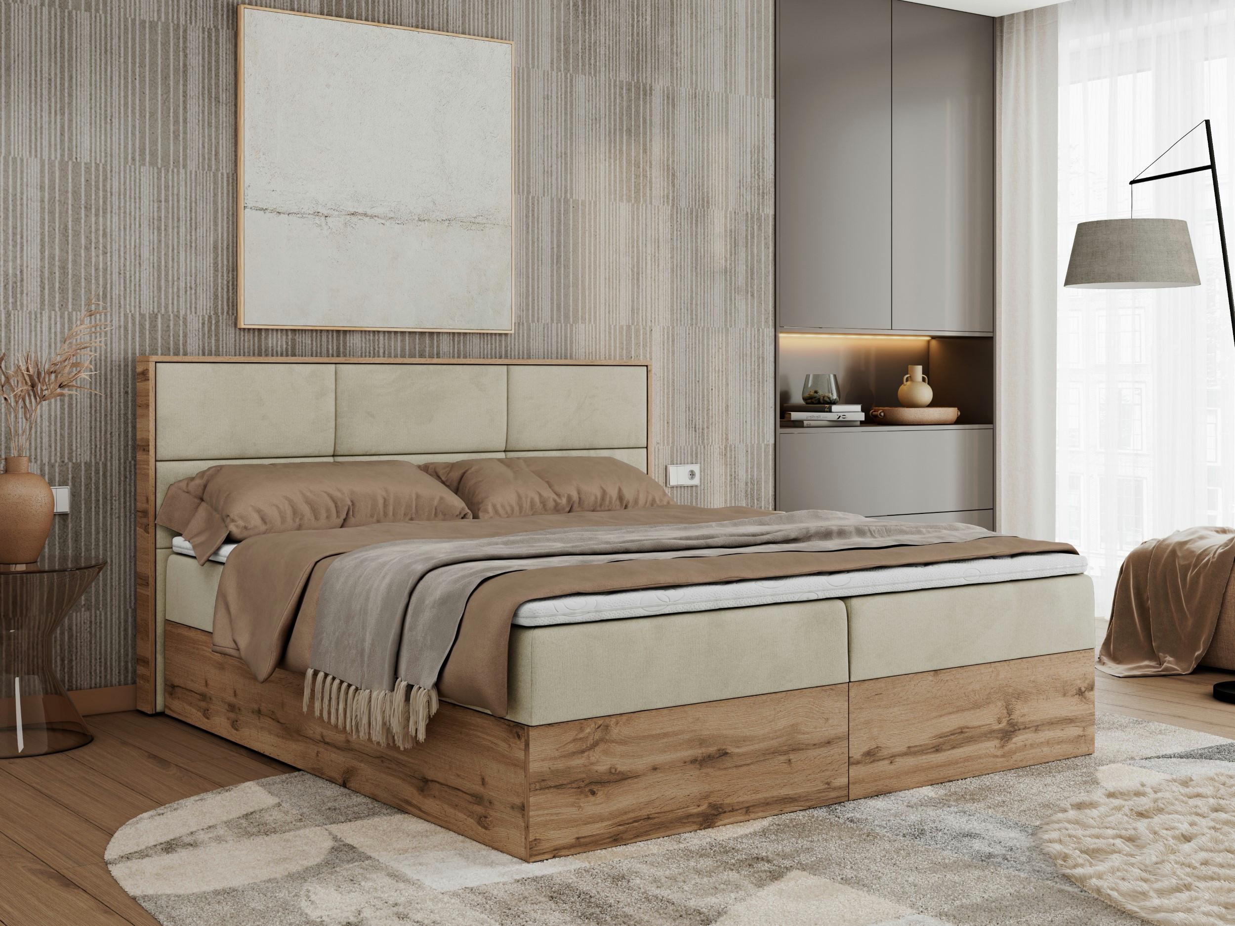 BOXBETT ALBERO 2 - 200/200 Beige Velvet - H4 Holz MKS Möbel > Betten > Boxspringbetten Beige