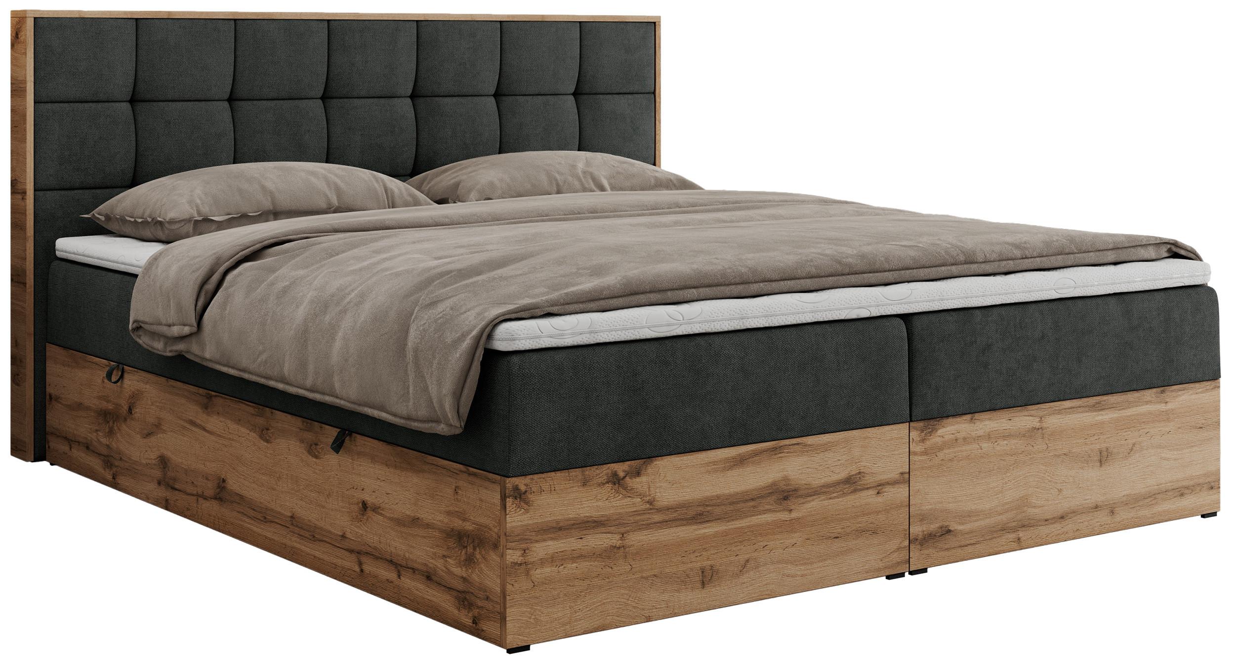 Wohnli Möbelsuche - BOXBETT ALBERO 1 - 140/200 Dunkelgrau Struktur - H4