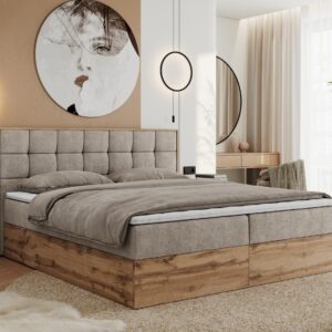 BOXBETT ALBERO 1 - 140/200 Beige Struktur - H4 Holz MKS Möbel > Betten > Boxspringbetten Beige
