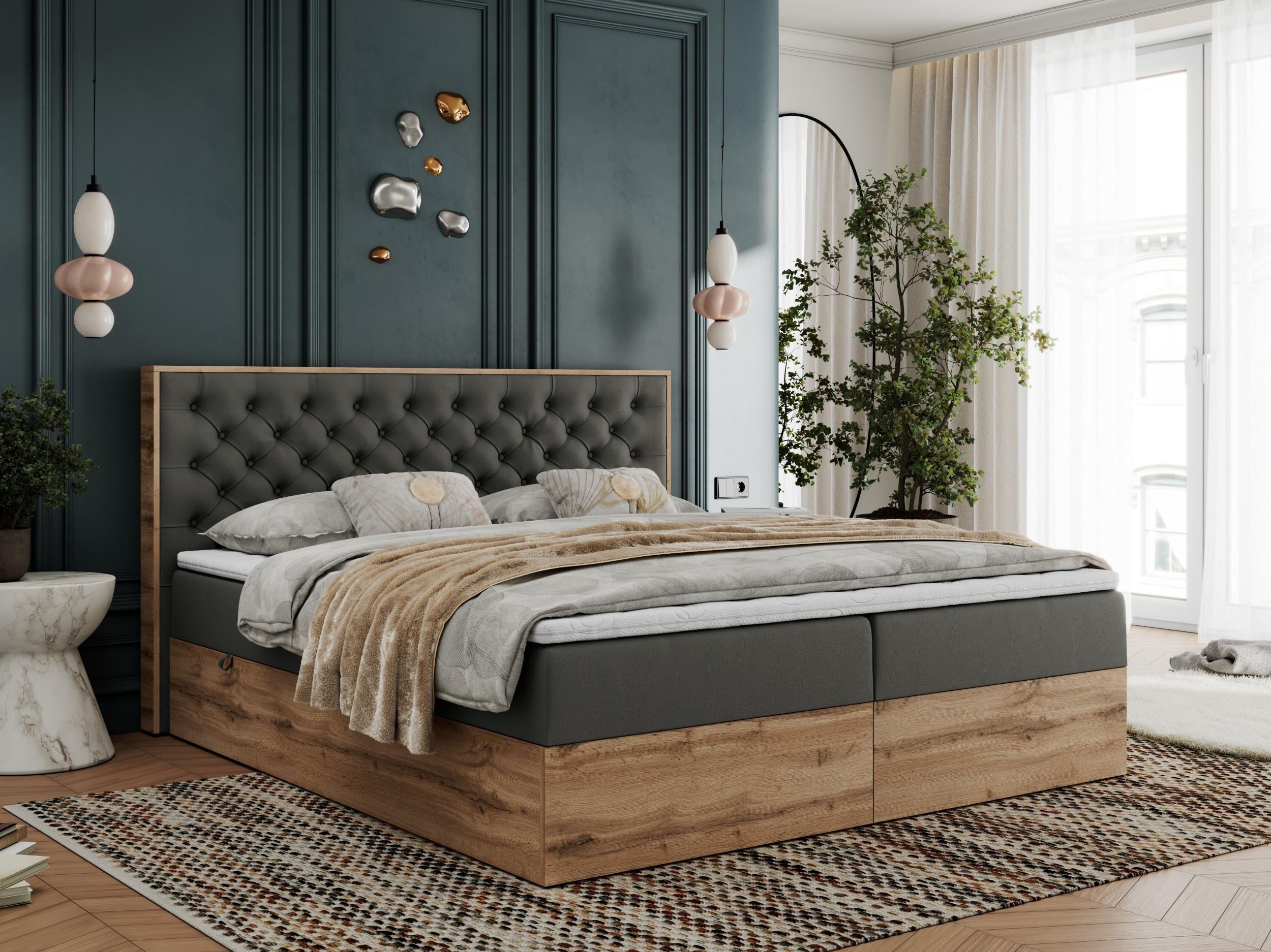 wohnli-moebel-suche-800000739822-1 BOXBETT ALBERO 3 - 120/200 Dunkelgrau Kunstleder - H3 Holz MKS Möbel > Betten > Boxspringbetten Grau
