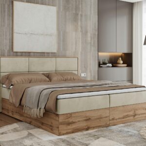 BOXBETT ALBERO 2 - 120/200 Beige Velvet - H3 Textil MKS Möbel > Betten > Boxspringbetten Beige