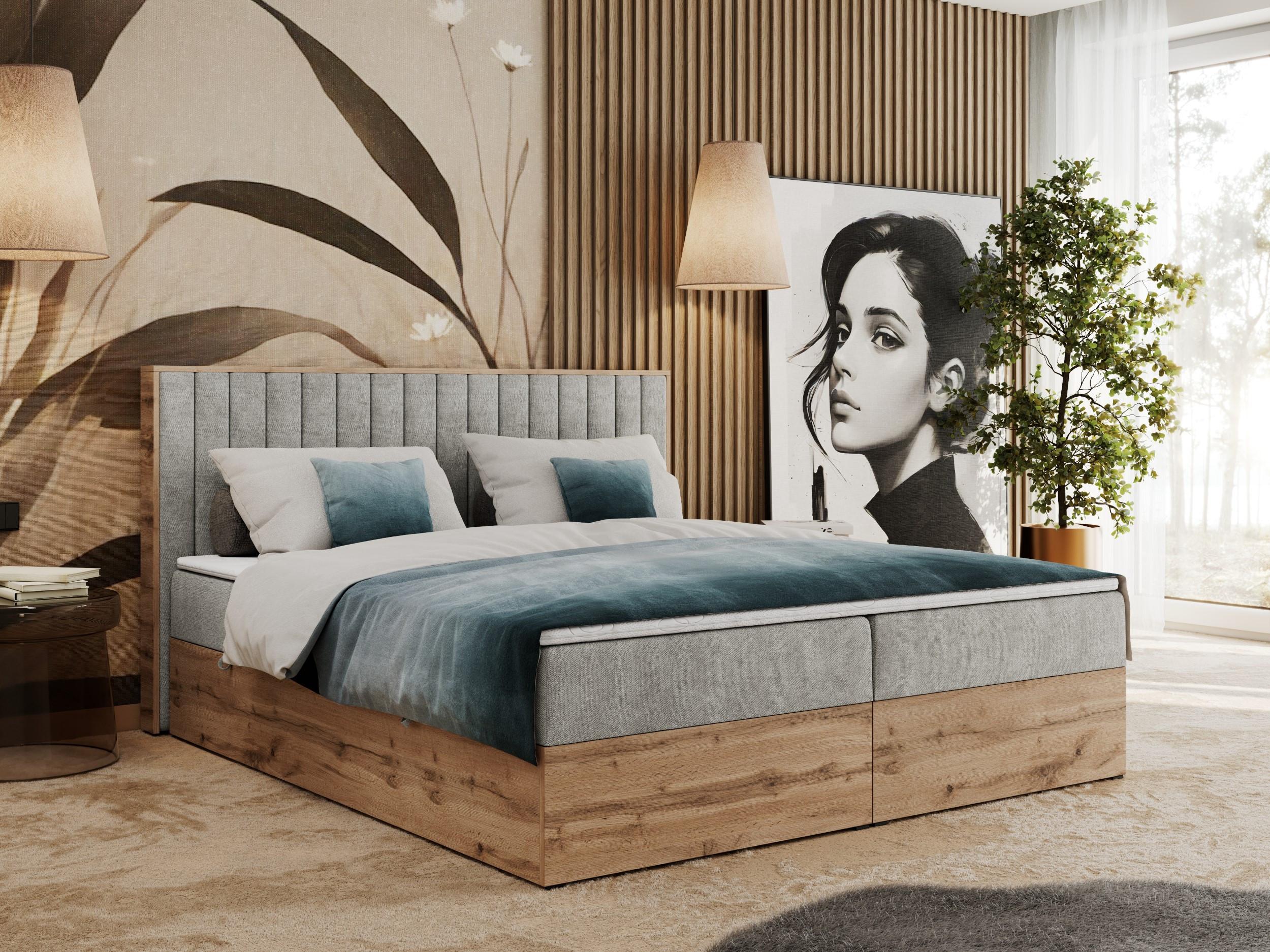 wohnli-moebel-suche-800000739850-1 BOXBETT ALBERO 4 - 140/200 Hellgrau Struktur - H4 Holz MKS Möbel > Betten > Boxspringbetten Grau