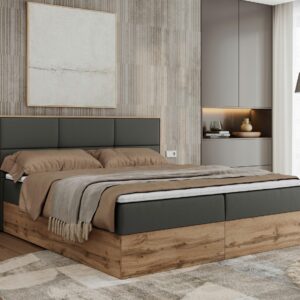 BOXBETT ALBERO 2 - 120/200 Dunkelgrau Kunstleder - H4 Holz MKS Möbel > Betten > Boxspringbetten Grau