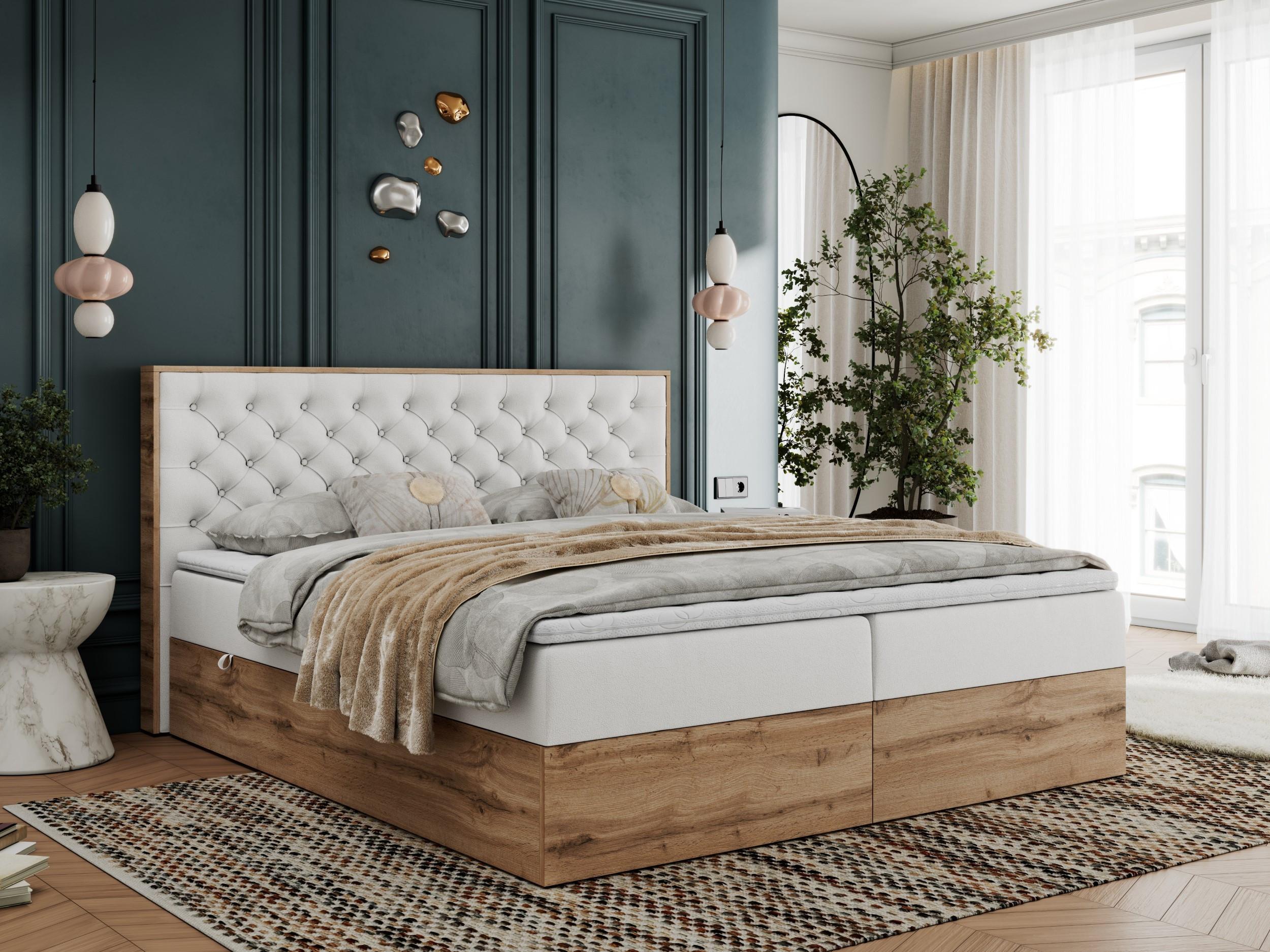 BOXBETT ALBERO 3 - 120/200 Weiß Kunstleder - H3 Holz MKS Möbel > Betten > Boxspringbetten Weiß