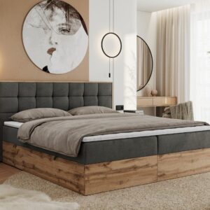 BOXBETT ALBERO 1 - 160/200 Dunkelgrau Velvet - H4 Holz MKS Möbel > Betten > Boxspringbetten Grau
