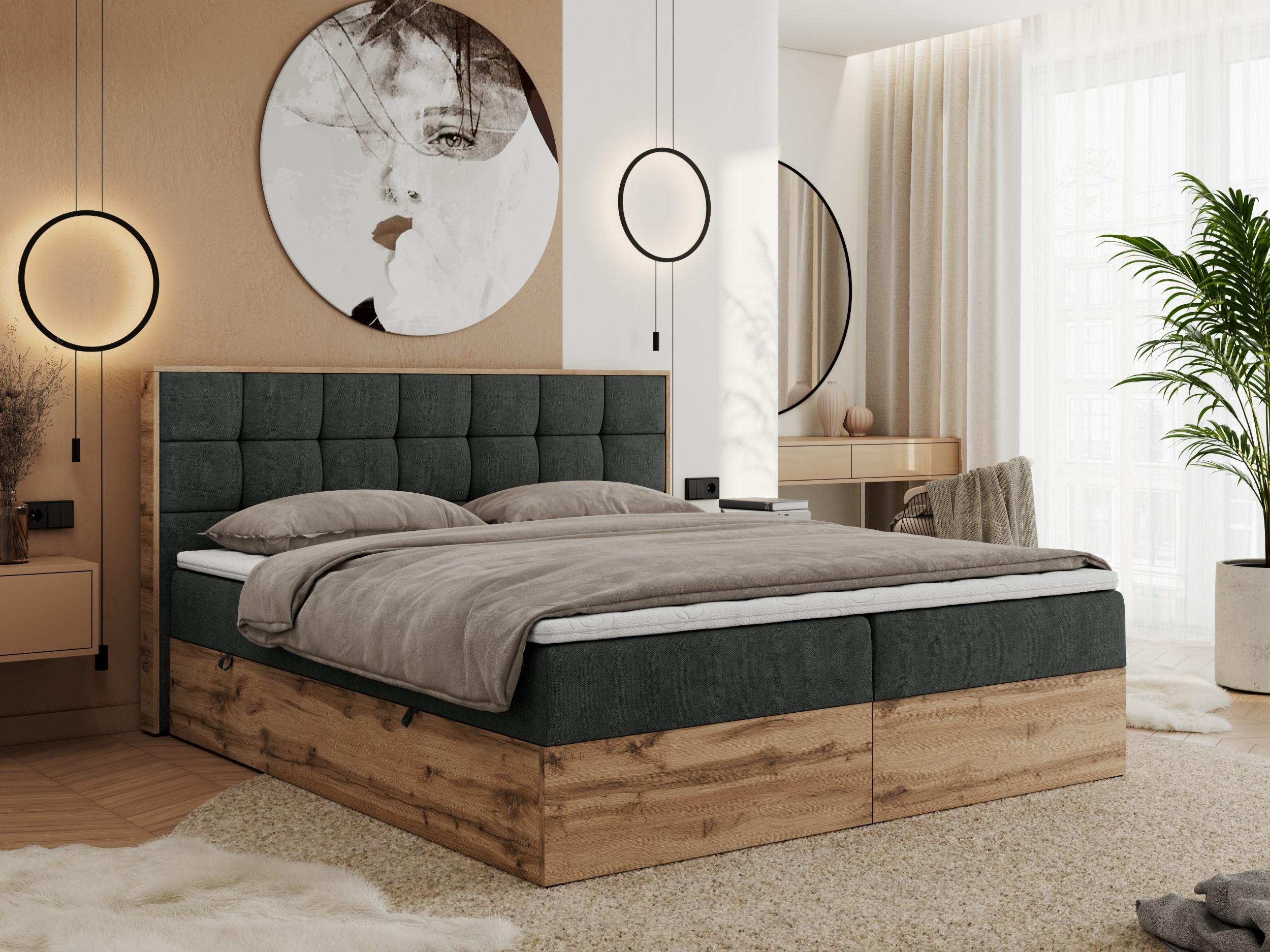 wohnli-moebel-suche-800000739971-1 BOXBETT ALBERO 1 - 160/200 Dunkelgrau Struktur - H3 Textil MKS Möbel > Betten > Boxspringbetten Grau