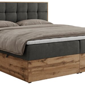 Wohnli Möbelsuche - BOXBETT ALBERO 1 - 160/200 Dunkelgrau Velvet - H3