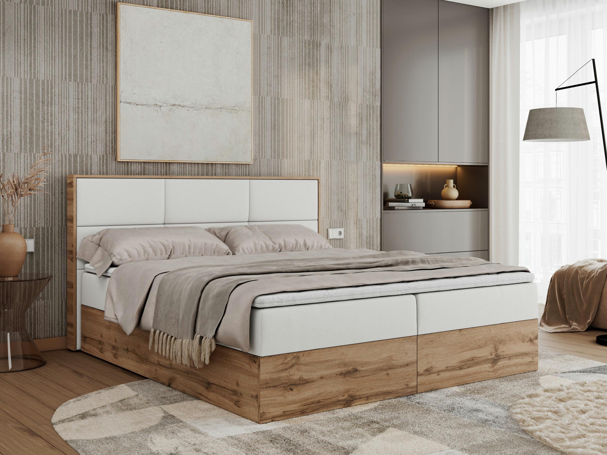 BOXBETT ALBERO 2 - 140/200 Weiß Kunstleder - H3 Holz MKS Möbel > Betten > Boxspringbetten Weiß