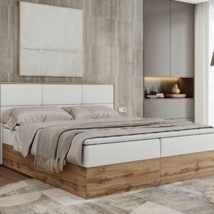 BOXBETT ALBERO 2 - 140/200 Weiß Kunstleder - H4 Holz MKS Möbel > Betten > Boxspringbetten Weiß