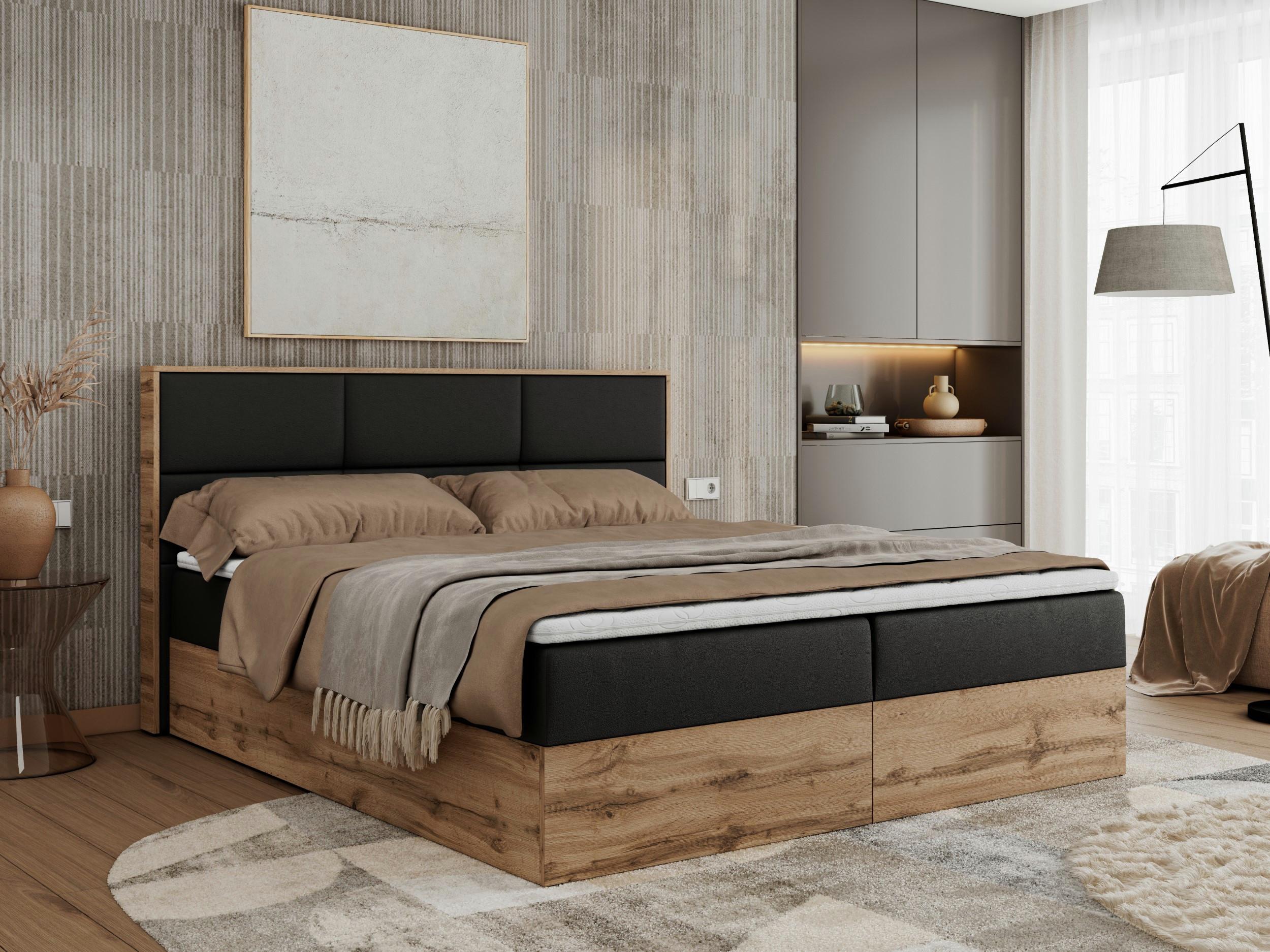 BOXBETT ALBERO 2 - 140/200 Schwarz Kunstleder - H3 Holz MKS Möbel > Betten > Boxspringbetten Schwarz