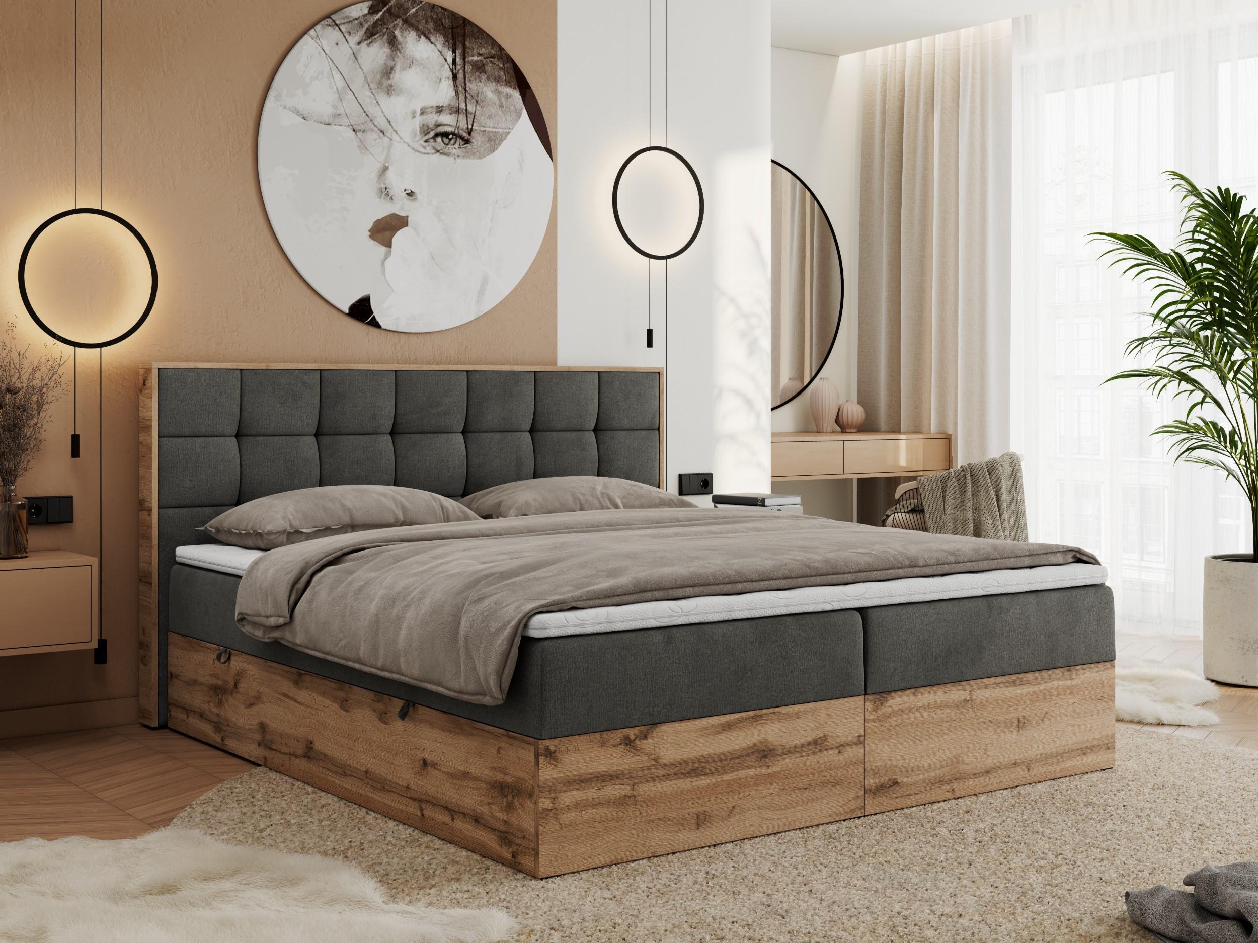 BOXBETT ALBERO 1 - 140/200 Dunkelgrau Velvet - H3 Textil MKS Möbel > Betten > Boxspringbetten Grau