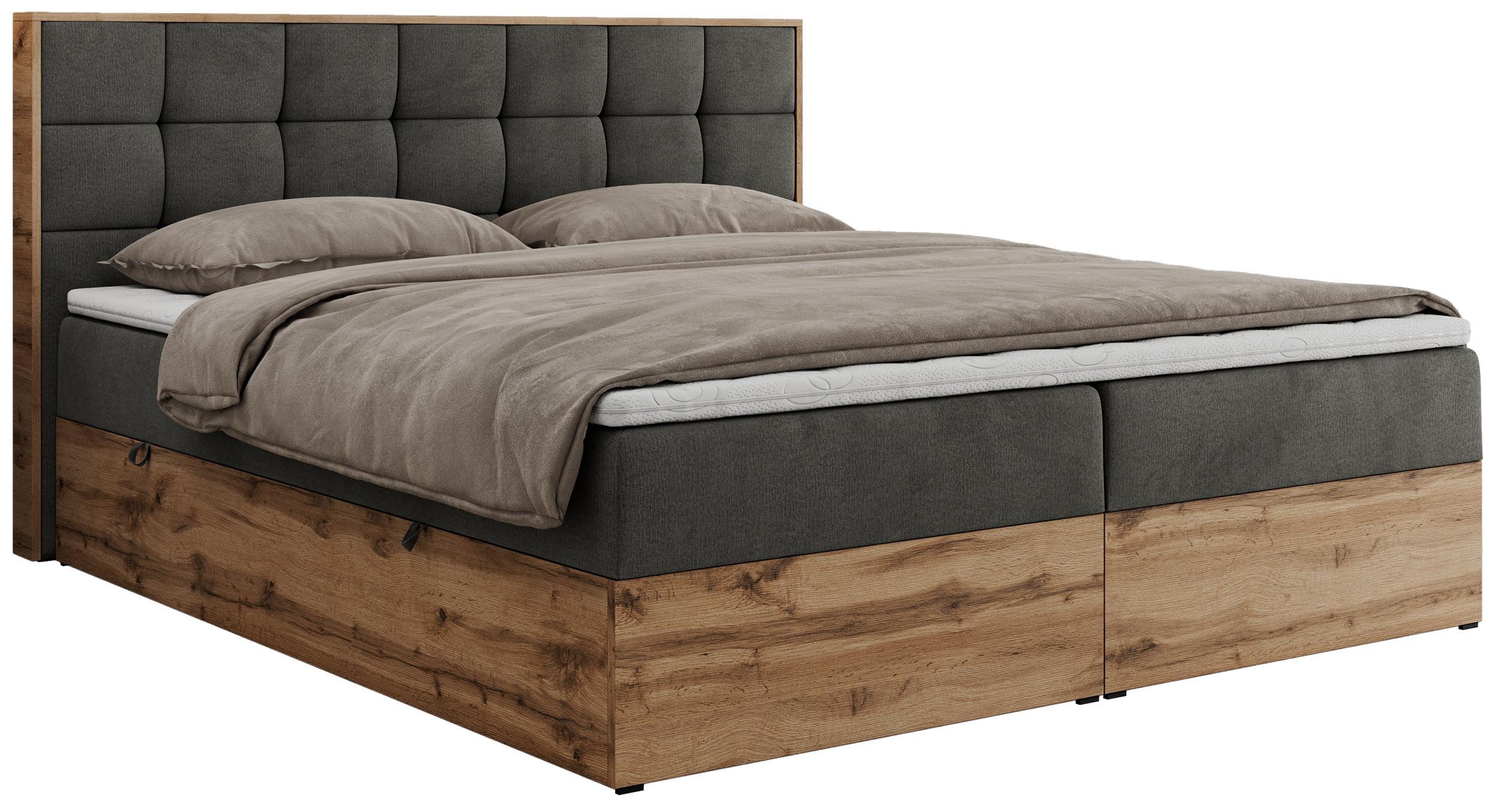 Wohnli Möbelsuche - BOXBETT ALBERO 1 - 140/200 Dunkelgrau Velvet - H3