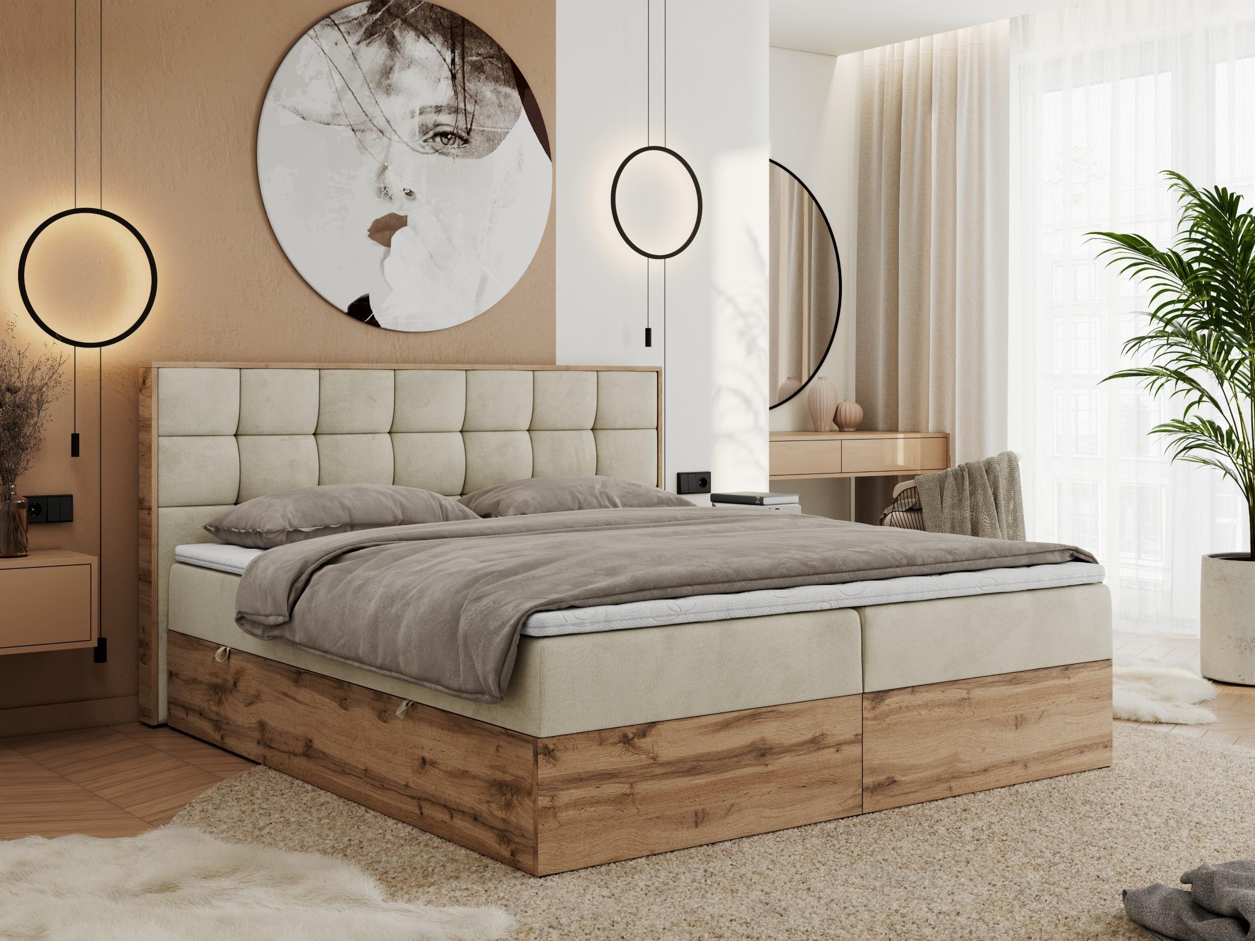 BOXBETT ALBERO 1 - 180/200 Beige Velvet - H3 Textil MKS Möbel > Betten > Boxspringbetten Beige