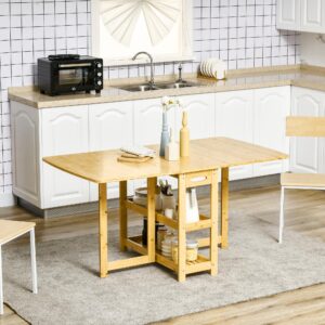 wohnli-moebel-suche-800000741178-1 ESSTISCH Klapptisch Küchentisch mit Ablagefächer Esszimmertisch Naturholz Naturmaterialien HOMCOM Möbel > Tische > Esstische Braun