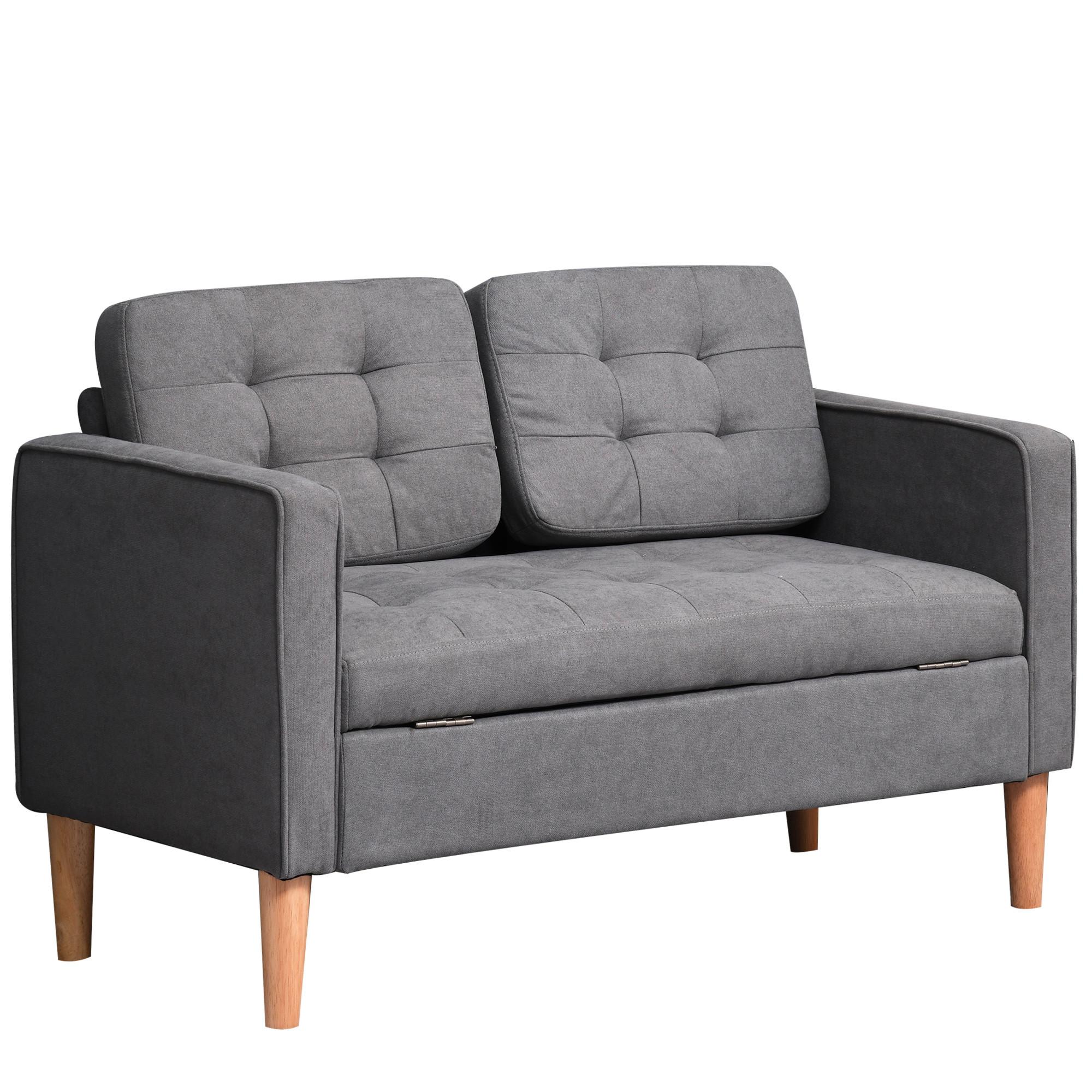 wohnli-moebel-suche-800000742910 Wohnli Möbelsuche - 2-SITZER Sofa Stoffsofa Doppelsofa abnehmbar mit Kissen Gummiholz Baumwoll Grau