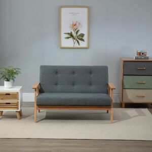 2 Sitzer Sofa Doppelsofa Polsterung Loveseat kompakt Leinen Grau Textil HOMCOM Möbel > Sofas & Couches > Sofas Grau