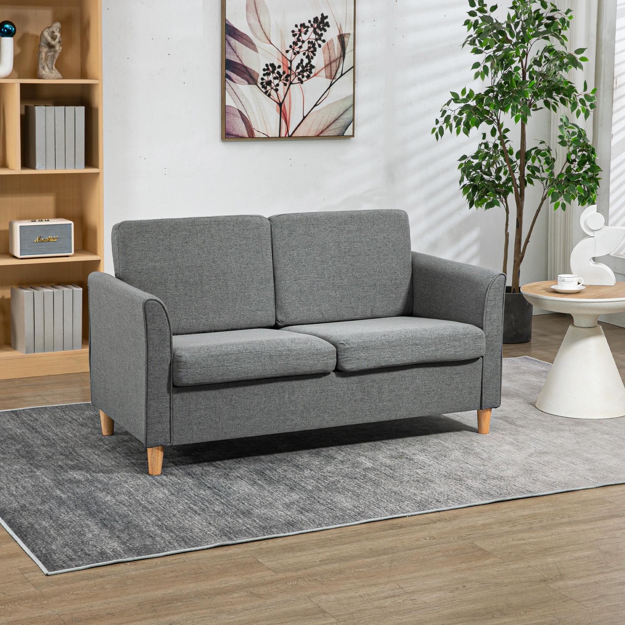 wohnli-moebel-suche-800000743082 Wohnli Möbelsuche - SOFA Zweisitzer Couch Doppelsofamit Kissen Leinen Grau