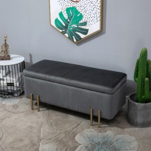 wohnli-moebel-suche-800000743556-1 TRUHENBANK Dunkelgrau Textil HOMCOM Möbel > Bänke > Sitzbänke Grau
