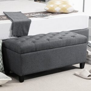 wohnli-moebel-suche-800000743564-1 TRUHENBANK leinenartiges Polyester holz Dunkelgrau Kunststoff HOMCOM Möbel > Bänke > Sitzbänke Grau