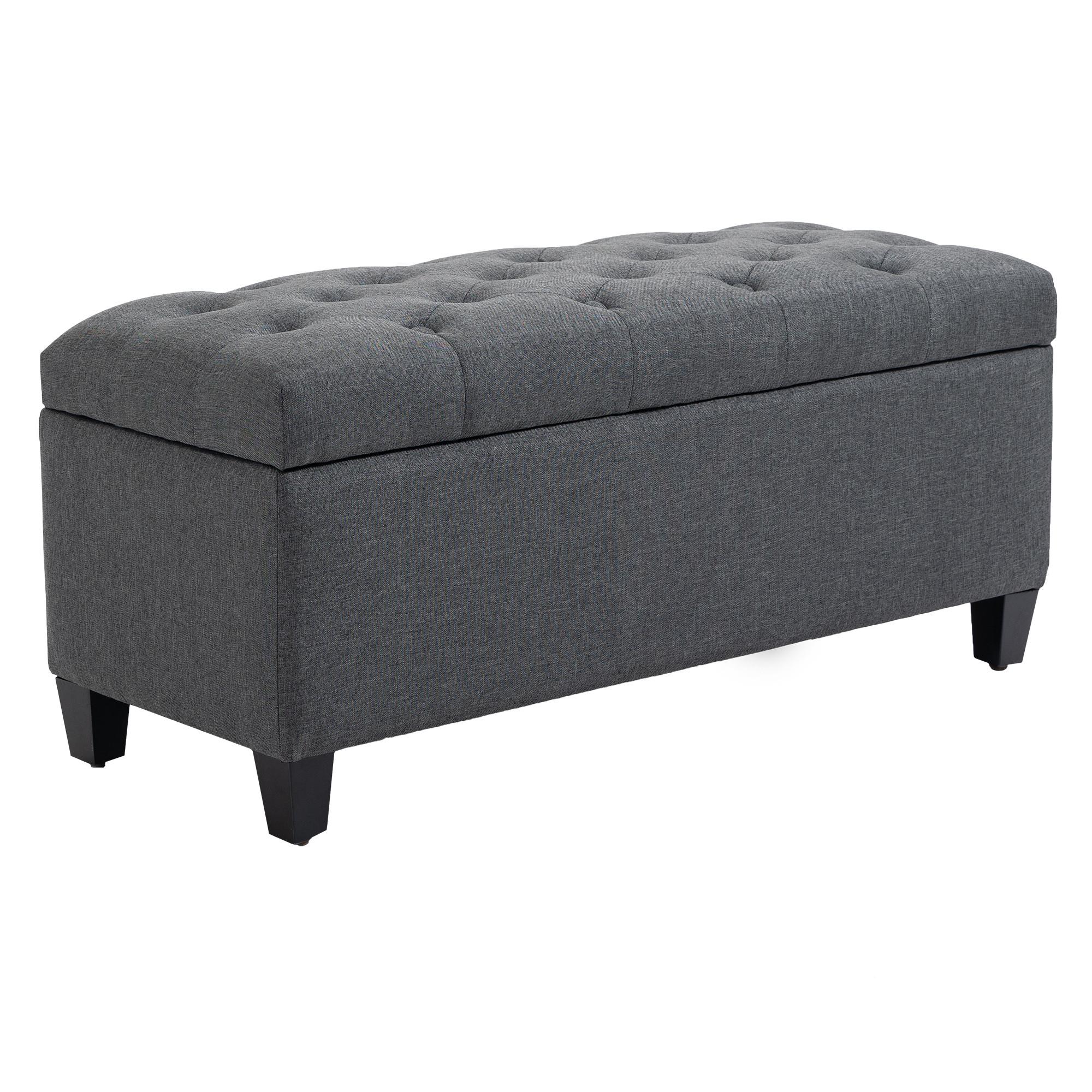 wohnli-moebel-suche-800000743564 Wohnli Möbelsuche - TRUHENBANK leinenartiges Polyester holz Dunkelgrau
