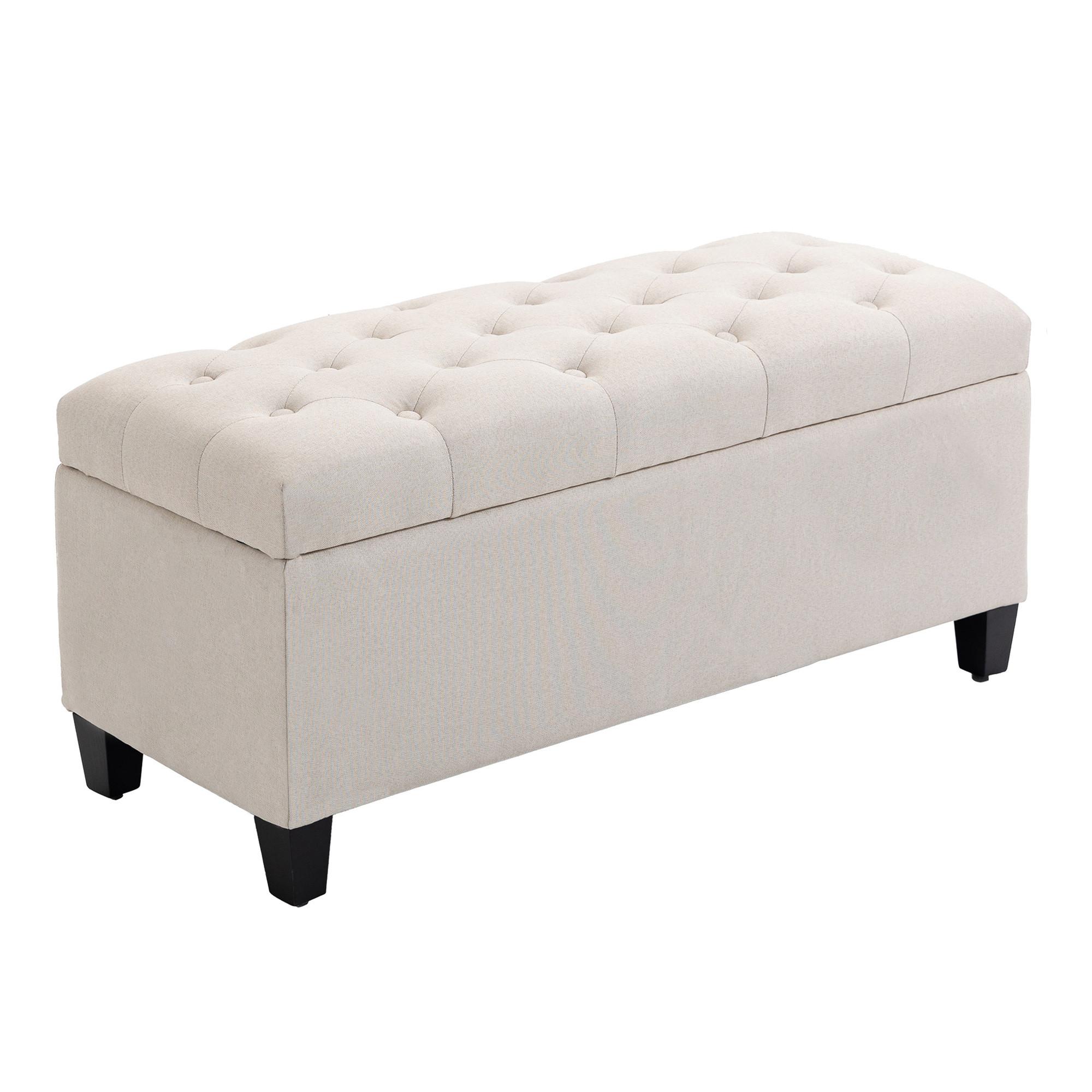 wohnli-moebel-suche-800000743572 Wohnli Möbelsuche - TRUHENBANK leinenartiges Polyester holz Cremeweiß