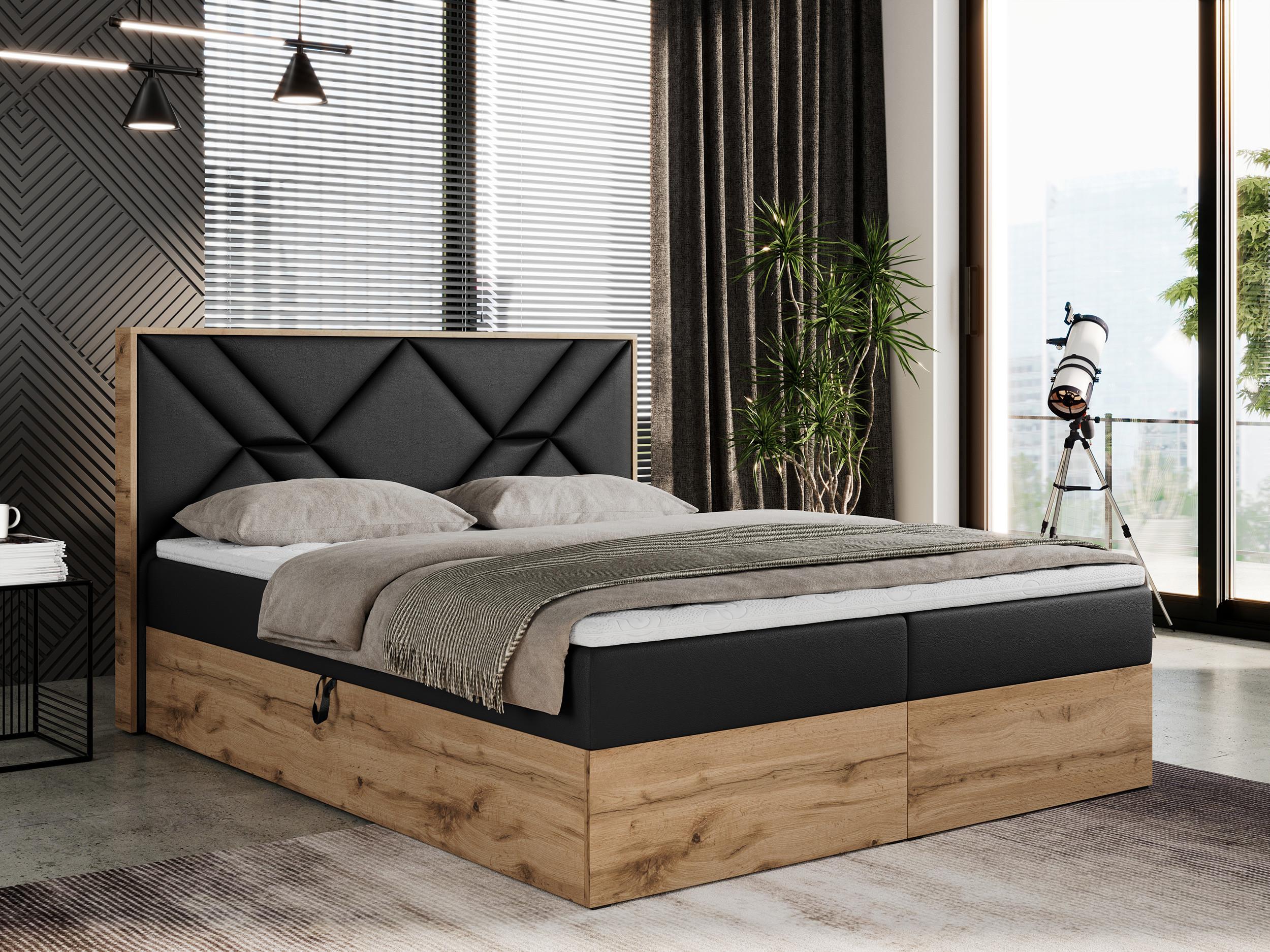 wohnli-moebel-suche-800000743889-1 BOXBETT GUNAR - 120/200 Schwarz Kunstleder - H3 Holz MKS Möbel > Betten > Boxspringbetten Schwarz