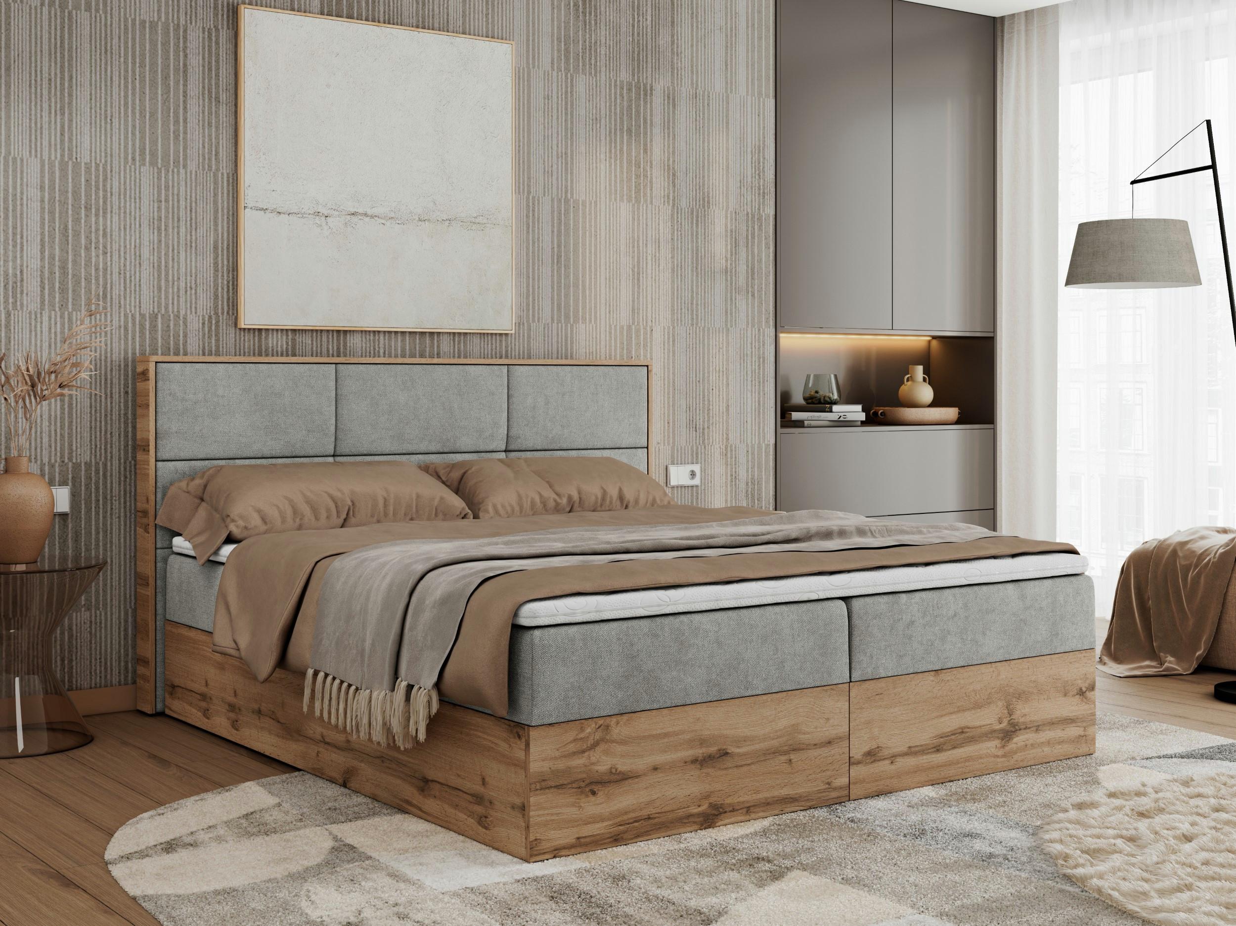 wohnli-moebel-suche-800000743906-1 BOXBETT ALBERO 2 - 140/200 Hellgrau Struktur - H4 Holz MKS Möbel > Betten > Boxspringbetten Grau