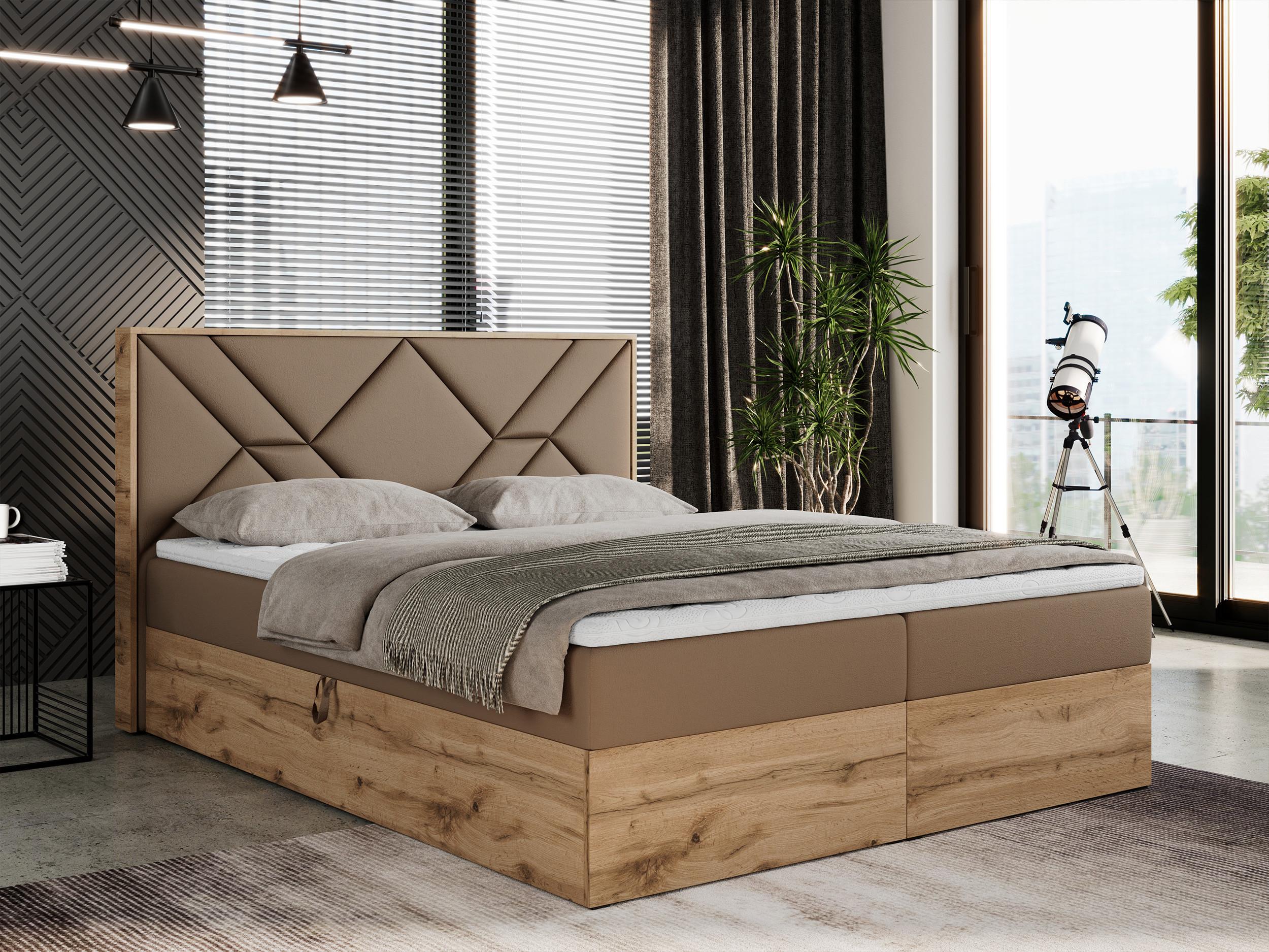 BOXBETT GUNAR - 180/200 Braun Kunstleder - H3 Holz MKS Möbel > Betten > Boxspringbetten Braun