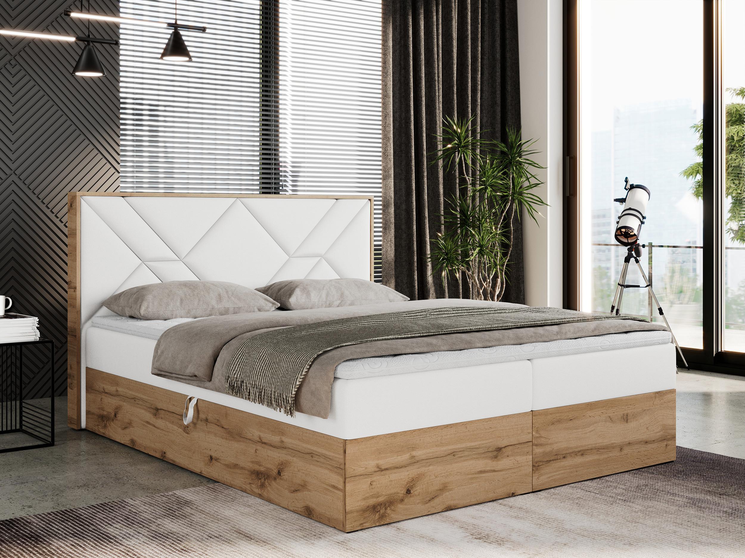 wohnli-moebel-suche-800000743945-1 BOXBETT GUNAR - 180/200 Weiß Kunstleder - H4 Holz MKS Möbel > Betten > Boxspringbetten Weiß