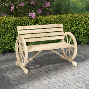 wohnli-moebel-suche-800000745034-1 2ER-GARTENBANK Sitzbank Wagenrad-Design rustikale Holzbank für 2 Personen Holz Outsunny Garten & Outdoor > Gartenmöbel > Gartenbänke Braun