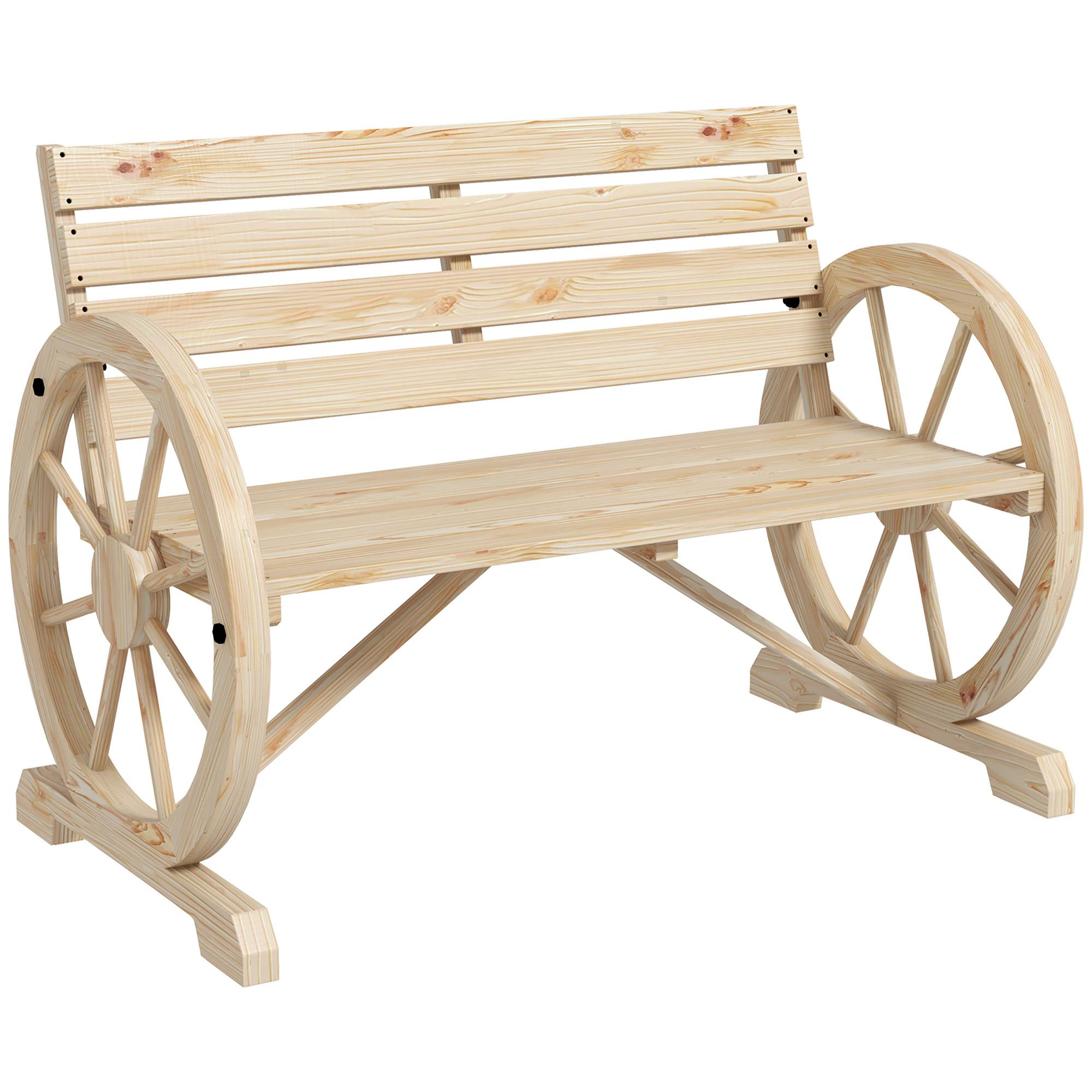 wohnli-moebel-suche-800000745034 Wohnli Möbelsuche - 2ER-GARTENBANK Sitzbank Wagenrad-Design rustikale Holzbank für 2 Personen