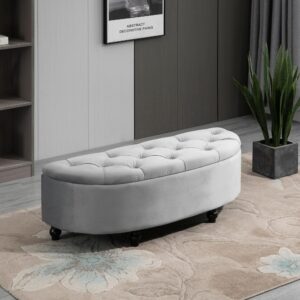 TRUHENBANK Velvet-Touch Grau Textil HOMCOM Möbel > Bänke > Sitzbänke Grau