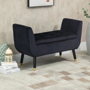 wohnli-moebel-suche-800000749556-1 SITZBANK Polyester Schaumstoff Schwarz Kunststoff HOMCOM Möbel > Bänke > Sitzbänke Schwarz