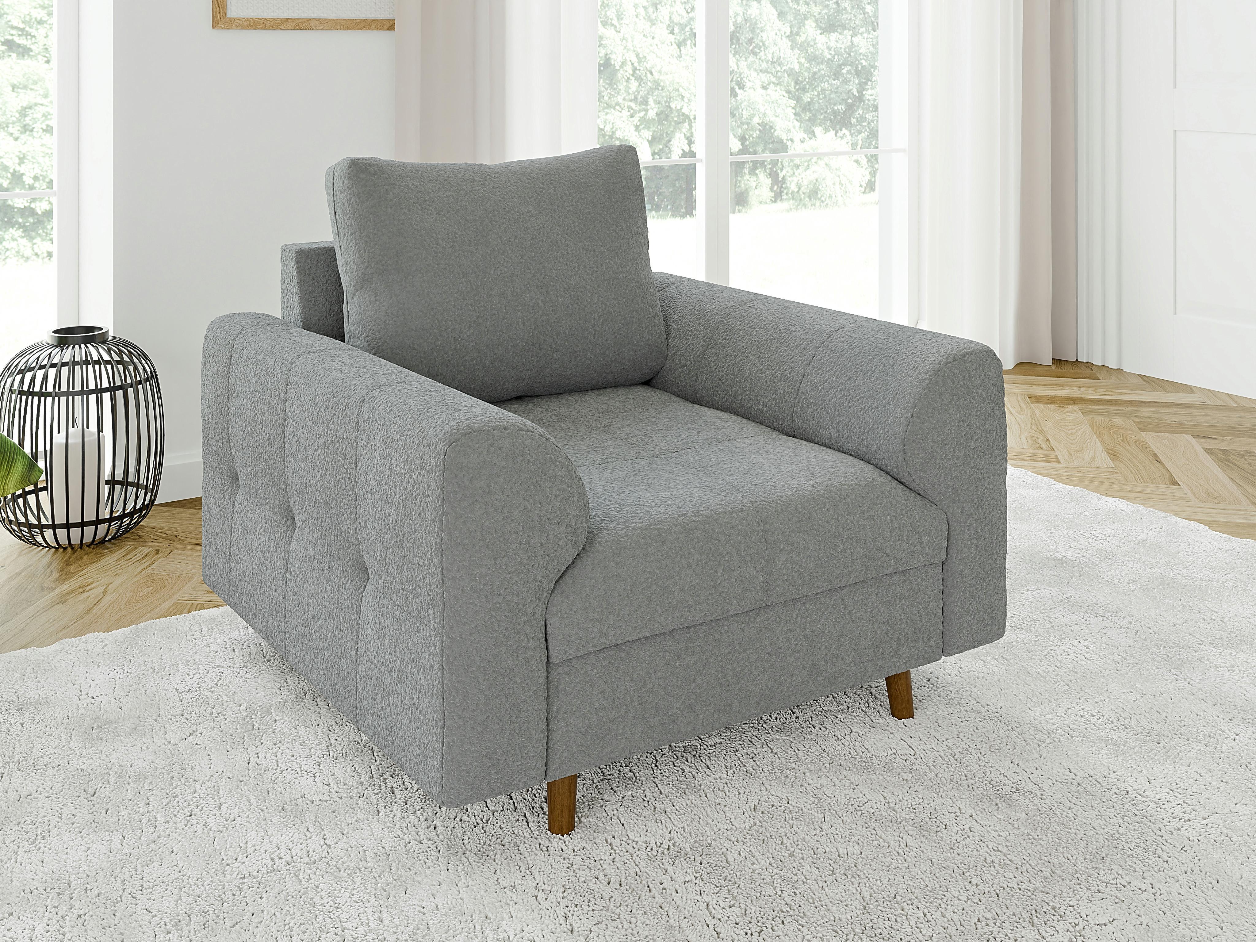 SESSEL Henrik Grau Boucle Textil S-Style Möbel Möbel > Sessel > Polstersessel Grau