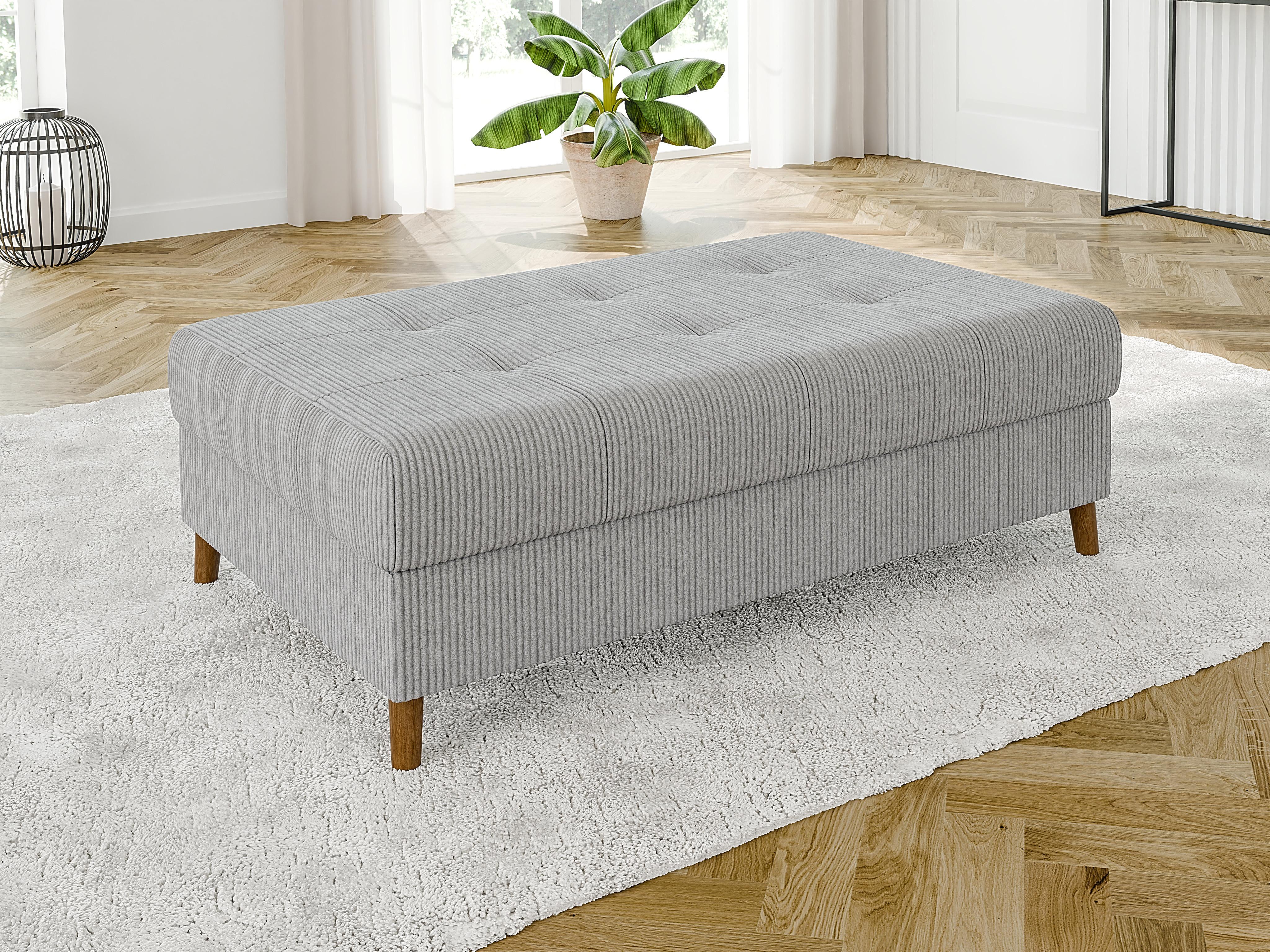 HOCKER Alma Hellgrau Cord Textil S-Style Möbel Möbel > Sessel > Hocker Grau