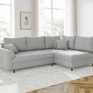 ECKSOFA Alma Hellgrau Cord - Ottomane rechts Textil S-Style Möbel Möbel > Sofas & Couches > Wohnlandschaften > Ecksofas Grau