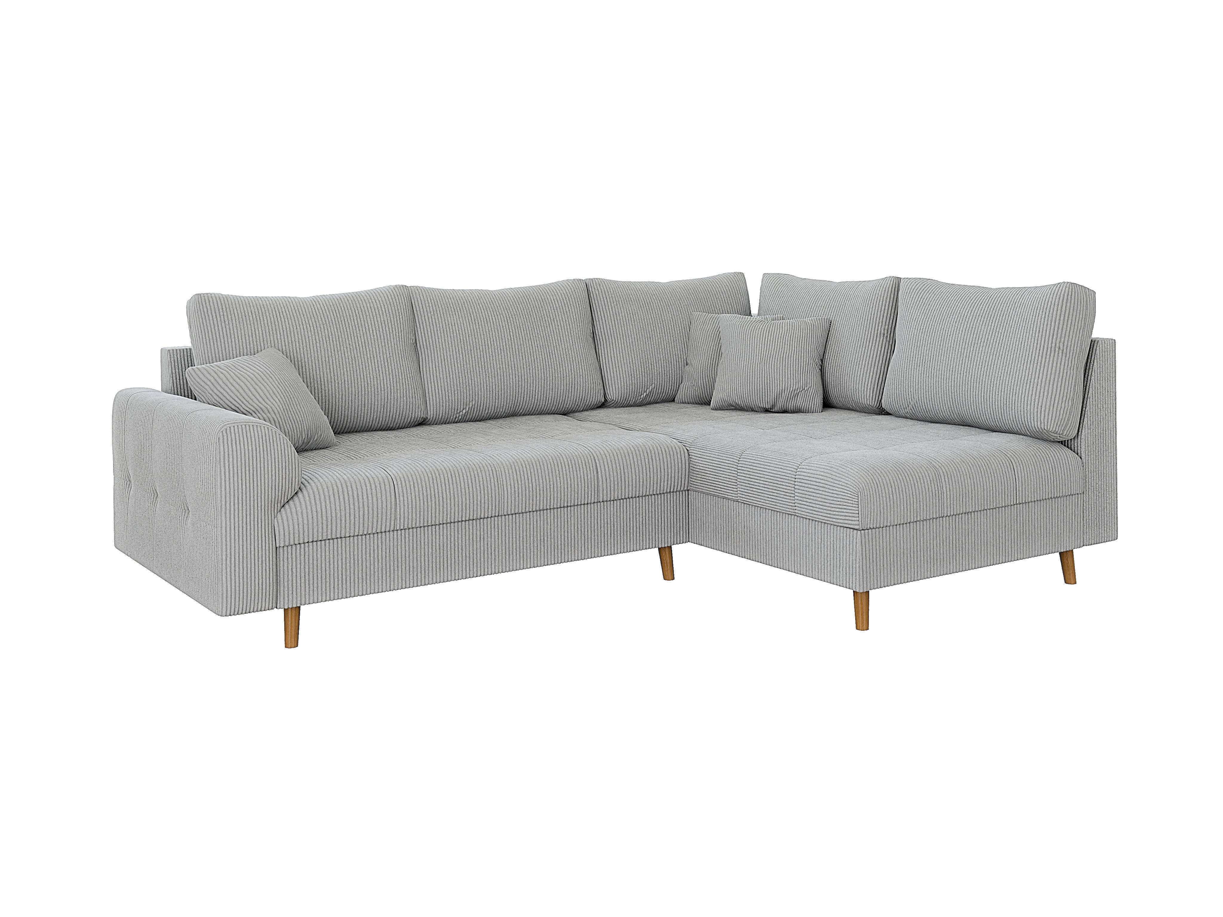 Wohnli Möbelsuche - ECKSOFA Alma Hellgrau Cord - Ottomane rechts
