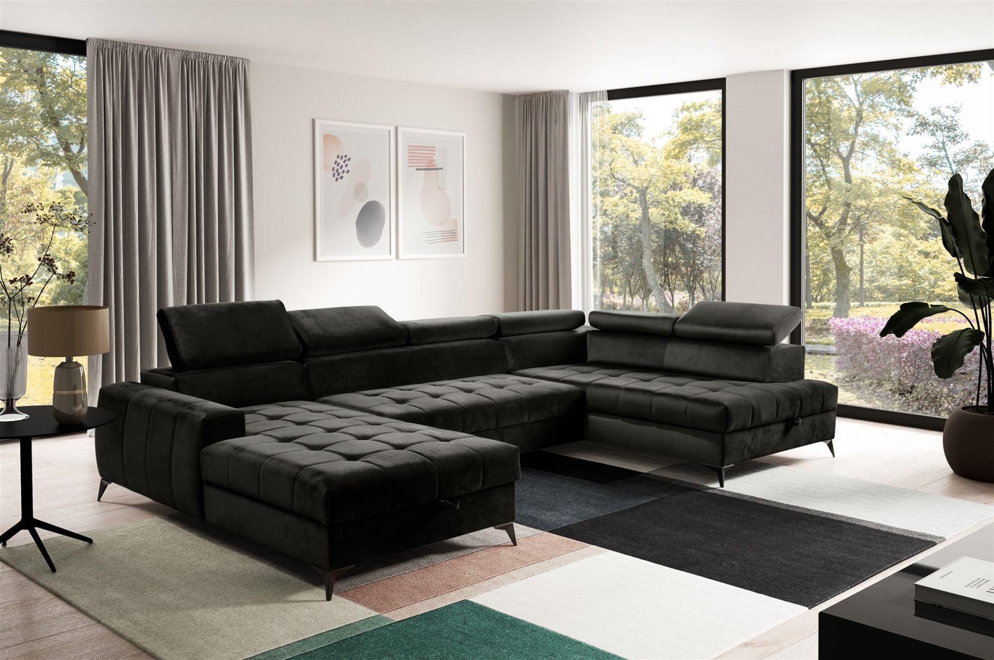 wohnli-moebel-suche-800000752542-1 WOHNLANDSCHAFT Agnesa In Salvador Textil Fun Möbel Möbel > Sofas & Couches > Wohnlandschaften > Wohnlandschaften U-Form Schwarz