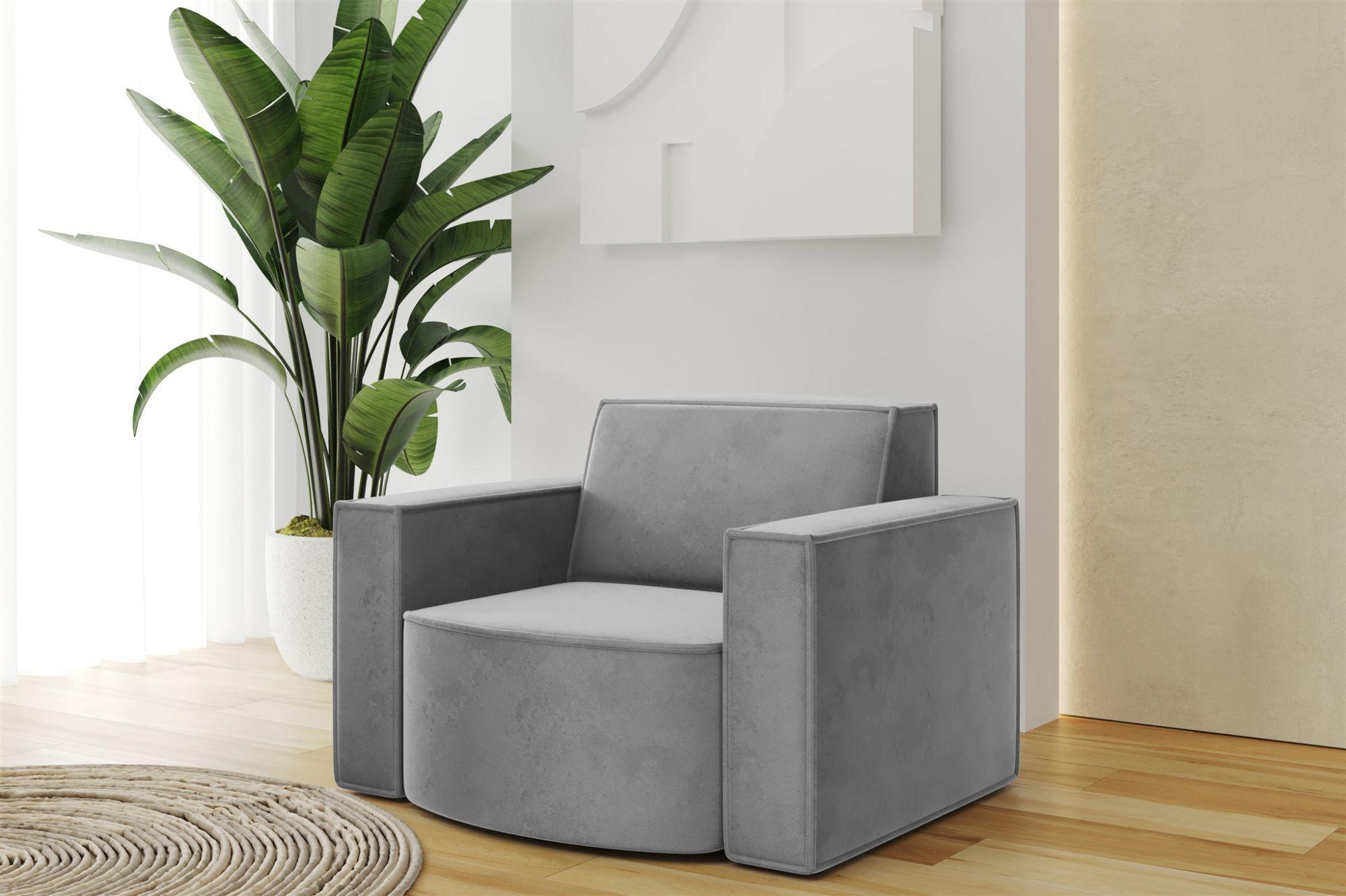 wohnli-moebel-suche-800000752558-1 SESSEL Palma Opera Velvet Textil Fun Möbel Möbel > Sessel > Polstersessel Grau
