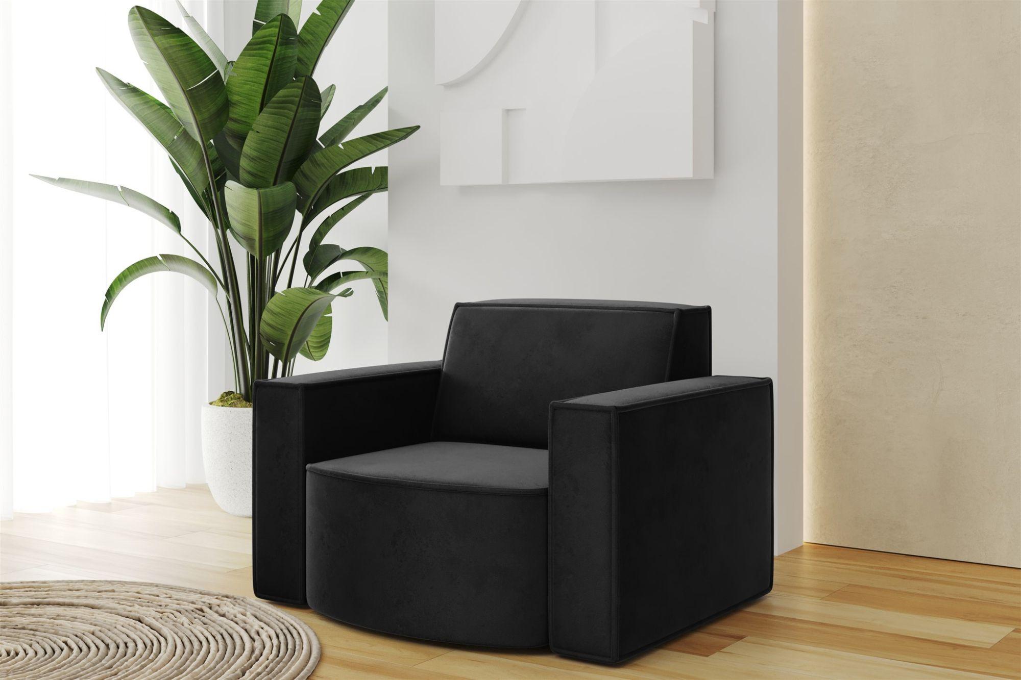 wohnli-moebel-suche-800000752566-1 SESSEL Palma Opera Velvet Textil Fun Möbel Möbel > Sessel > Polstersessel Schwarz