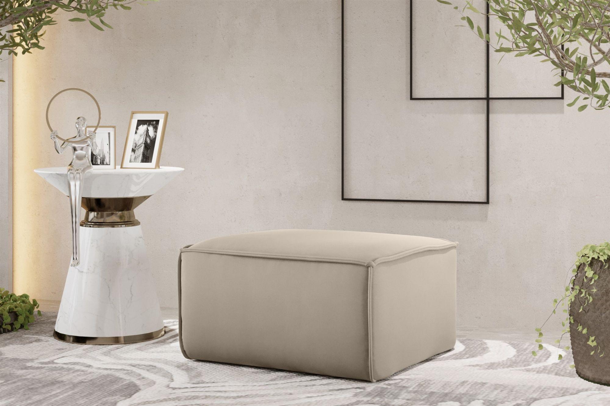 wohnli-moebel-suche-800000752644-1 POLSTERHOCKER Celes Prem.65 Op. Velvet Textil Fun Möbel Möbel > Sessel > Hocker Beige
