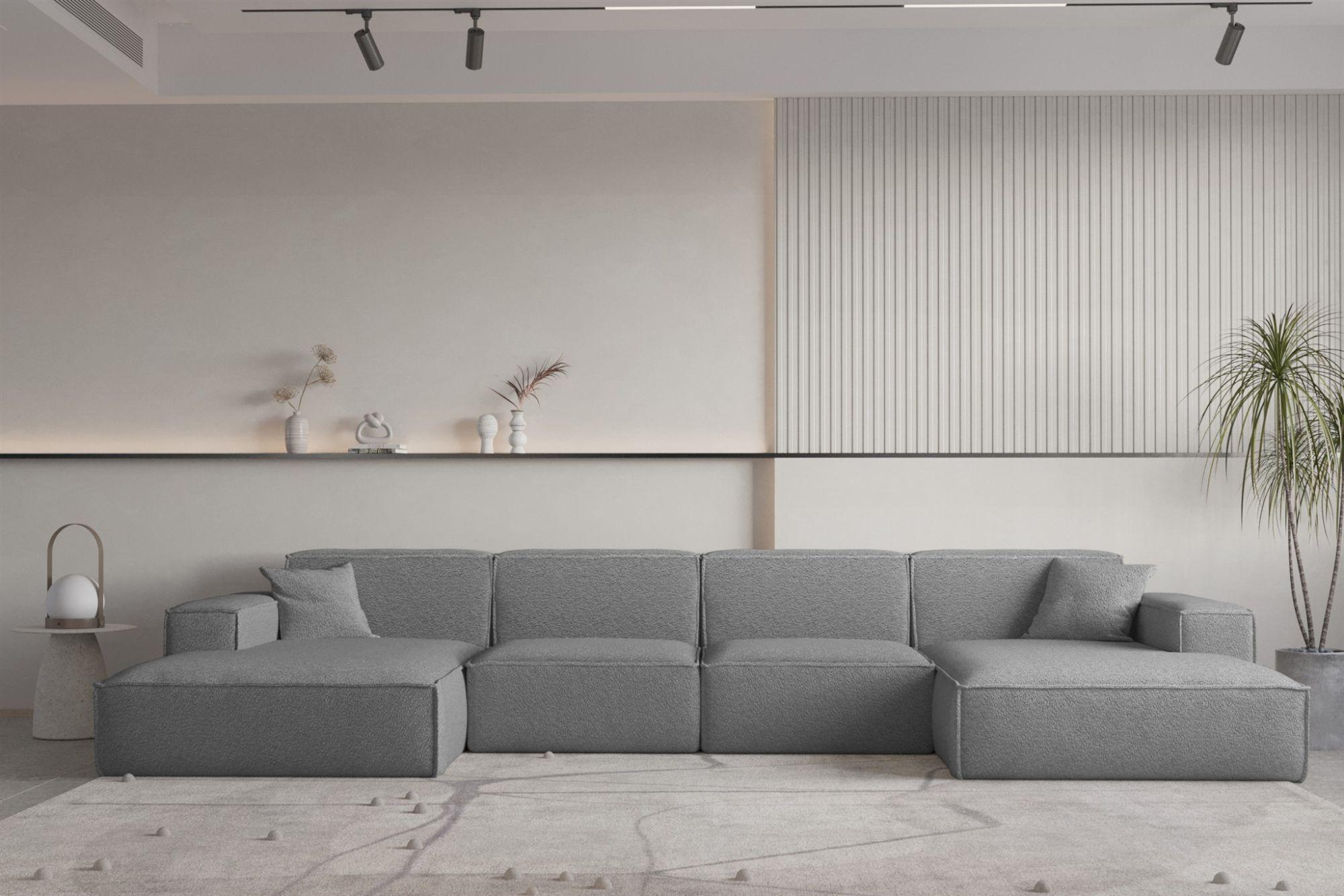 WOHNLANDSCHAFT Celes Premium Bukla Textil Fun Möbel Möbel > Sofas & Couches > Wohnlandschaften > Wohnlandschaften U-Form Grau