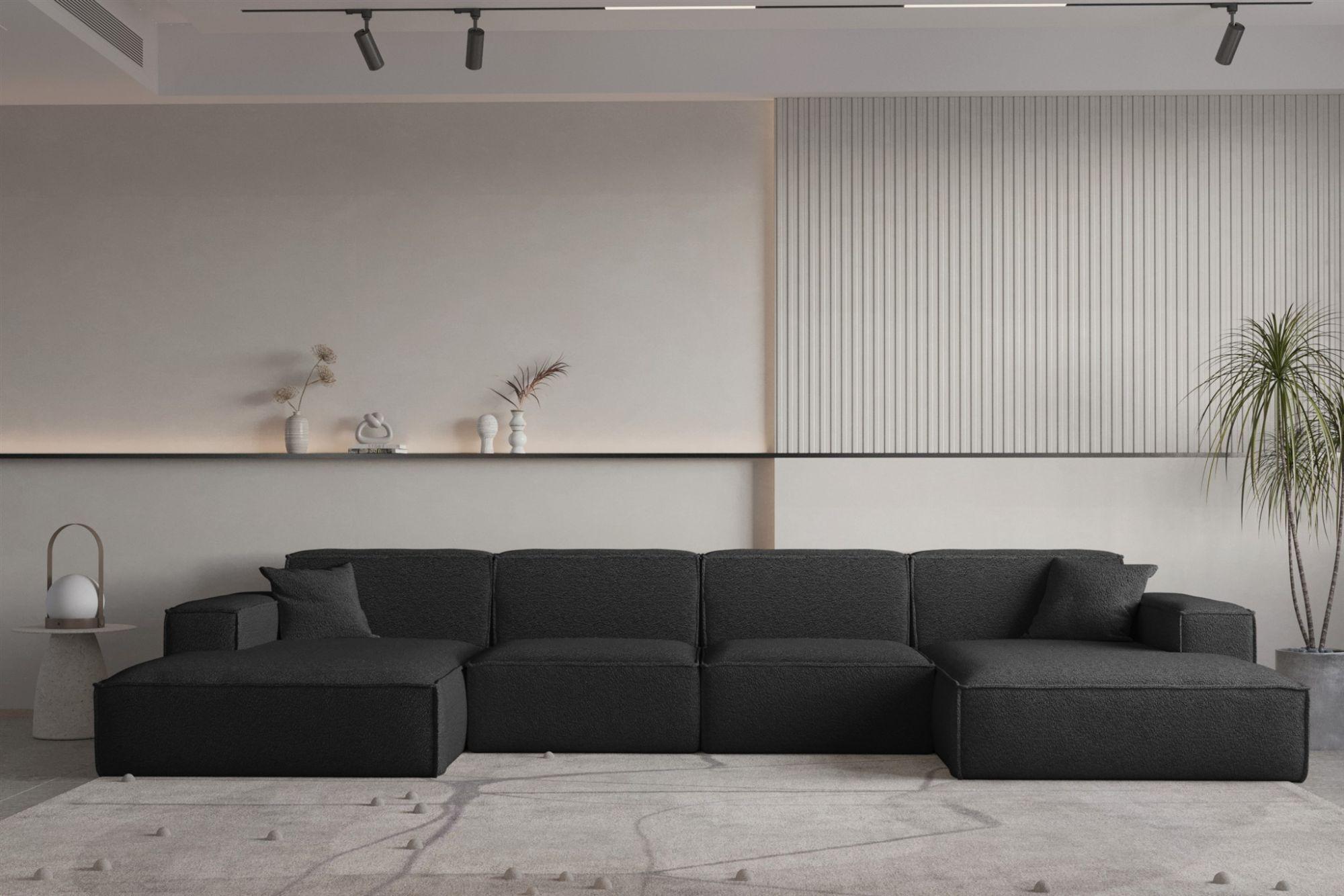 WOHNLANDSCHAFT Celes Premium Bukla Textil Fun Möbel Möbel > Sofas & Couches > Wohnlandschaften > Wohnlandschaften U-Form Schwarz