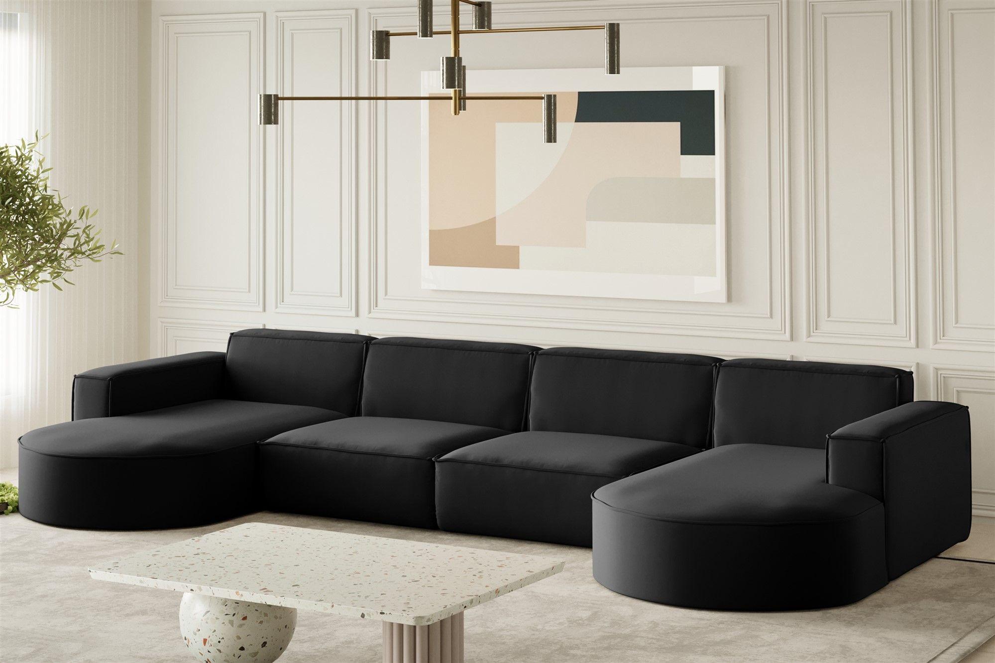 WOHNLANDSCHAFT Palma Xl In Opera Textil Fun Möbel Möbel > Sofas & Couches > Wohnlandschaften > Wohnlandschaften U-Form Schwarz