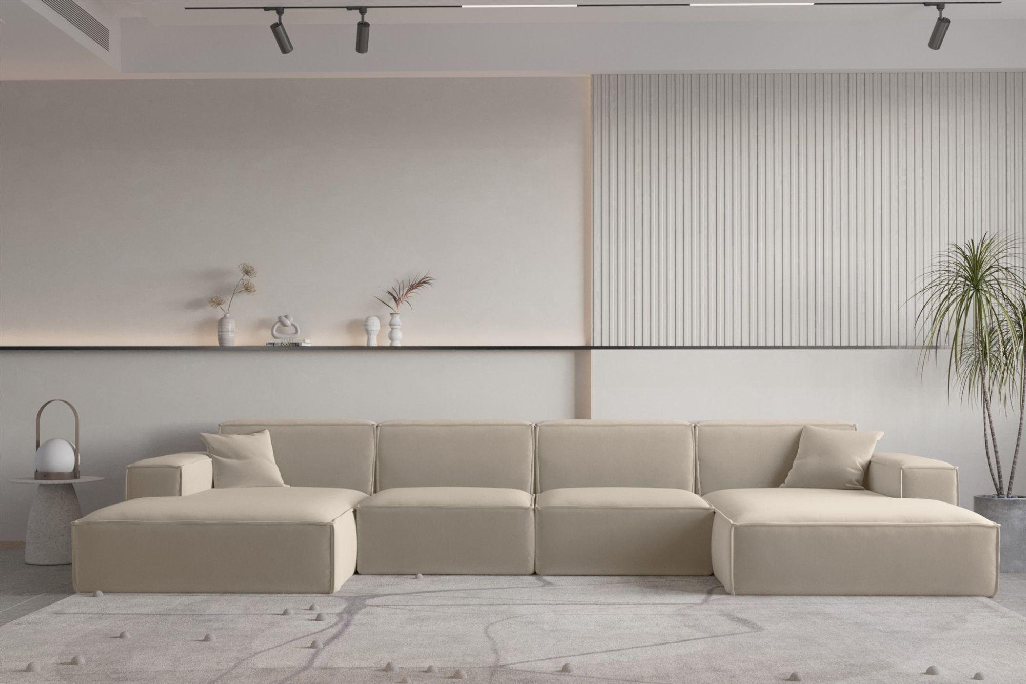 WOHNLANDSCHAFT Celes Premium Opera Textil Fun Möbel Möbel > Sofas & Couches > Wohnlandschaften > Wohnlandschaften U-Form Beige