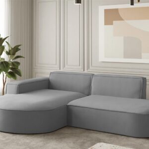 wohnli-moebel-suche-800000752744-1 ECKSOFA Palma Xs Ottomane Opera Velvet Textil Fun Möbel Möbel > Sofas & Couches > Wohnlandschaften > Ecksofas Grau
