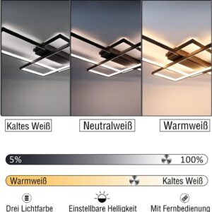 wohnli-moebel-suche-800000752755-1 LED-DECKENLEUCHTE Caroline 100/70/8 cm Deckenlampe Metall Nettlife Lampen & Leuchten > LED-Leuchten > LED-Deckenleuchten Schwarz