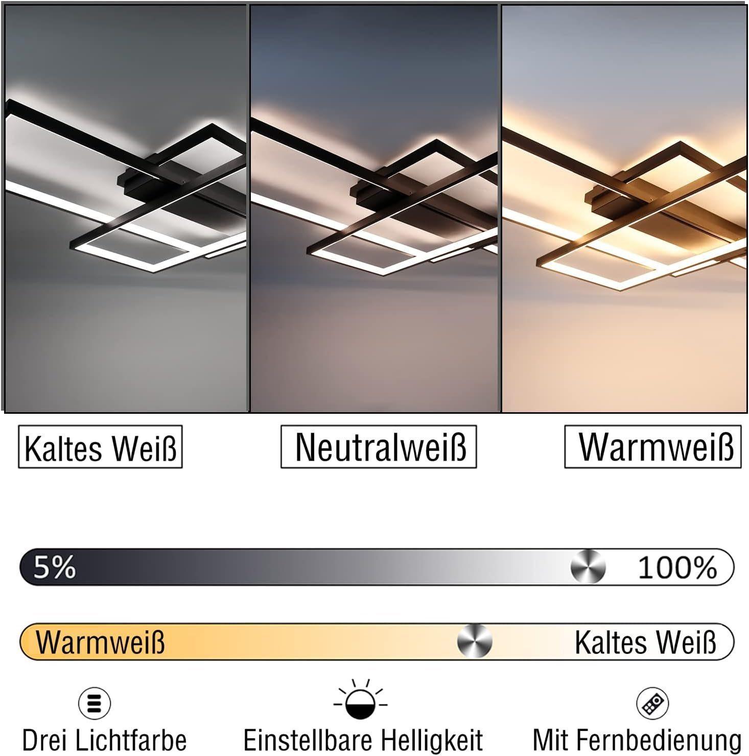 wohnli-moebel-suche-800000752755-1 LED-DECKENLEUCHTE Caroline 100/70/8 cm Deckenlampe Metall Nettlife Lampen & Leuchten > LED-Leuchten > LED-Deckenleuchten Schwarz